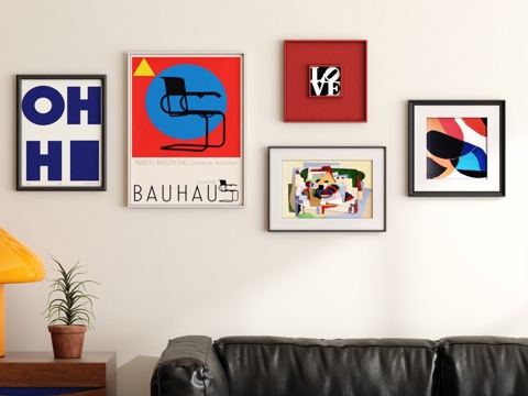  现代包豪斯挂画 抽象画 装饰画 摆件3d模型 