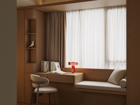  现代飘窗书桌柜柜3d模型 