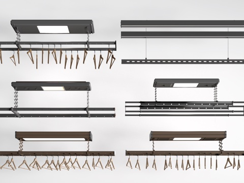 现代电动晾衣架 折叠晾衣架su模型