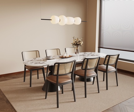 法式复古风餐桌椅su模型