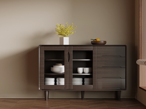 新中式餐边柜su模型