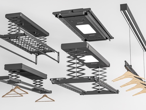 现代电动晾衣架 折叠晾衣架su模型