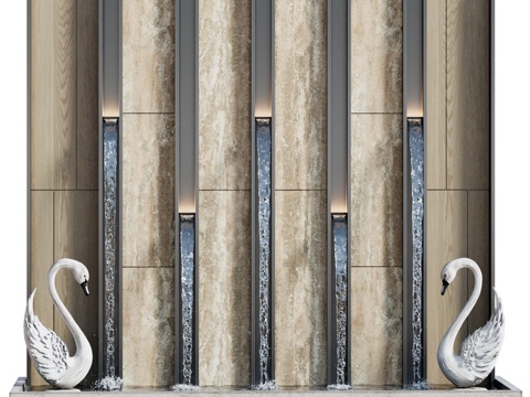  瀑布喷泉343d模型 