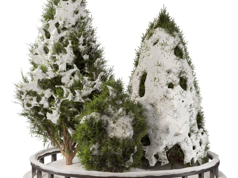  雪松树花园3d模型 