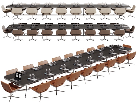  现代会议桌椅 洽谈桌椅 办公桌椅3d模型 