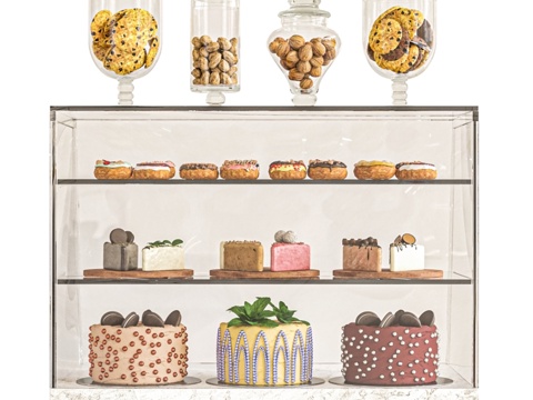  糕点店甜品展示柜3d模型 