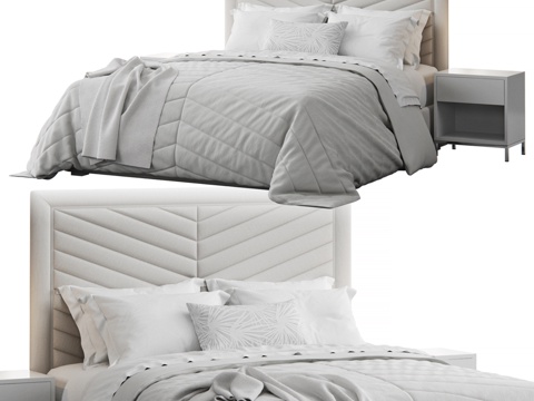  Rhys II榫接绗缝床头板床3d模型 