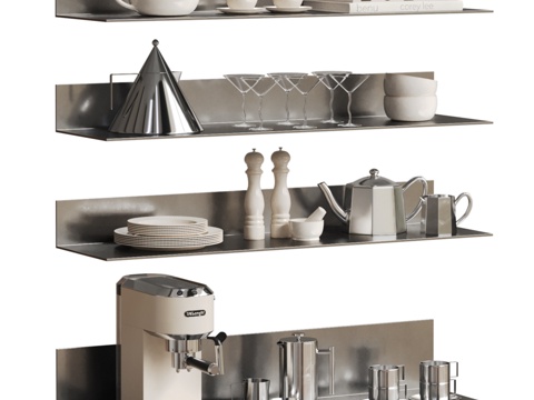  钢架厨房装饰套装3d模型 