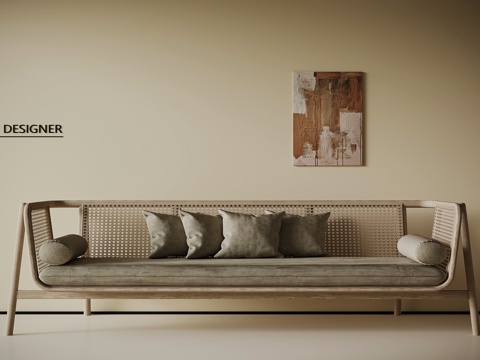  侘寂风多人沙发 休闲沙发3d模型 