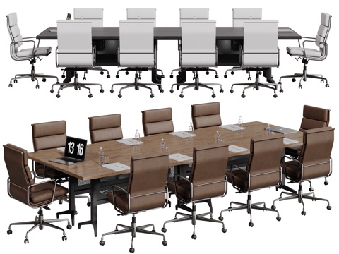  现代会议桌椅 洽谈桌椅 办公桌椅su模型 