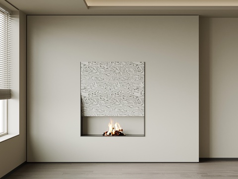 现代背景墙 壁炉 火炉su模型