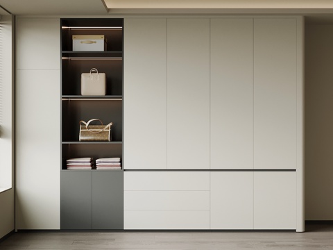 现代衣柜 通顶柜su模型