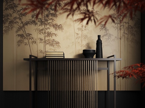  新中式端景台 玄关柜3d模型 