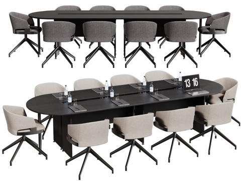 现代会议桌椅 洽谈桌椅 办公桌椅su模型