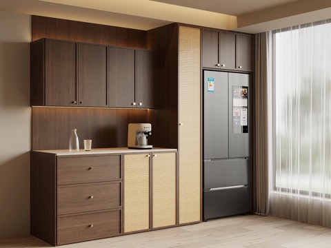  中古风酒柜 餐边柜3d模型 