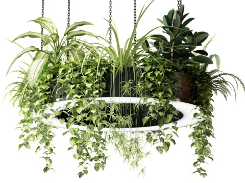 环形花盆灯配植物1.5米3d模型 