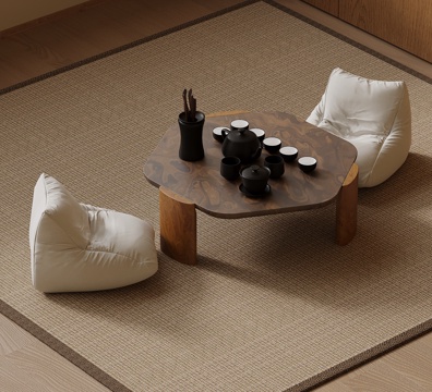  中古风小茶台 茶桌椅3d模型 