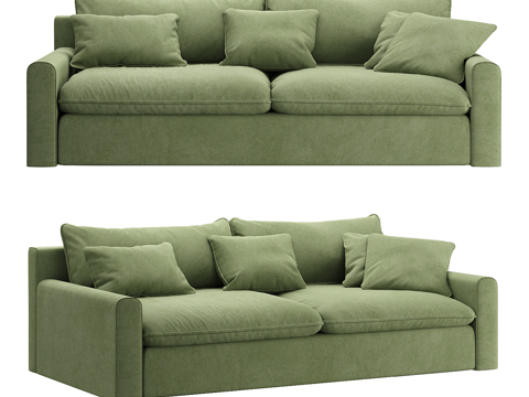  现代简约双人沙发 双人沙发 简约沙发  客厅沙发 绿色沙发3d模型 