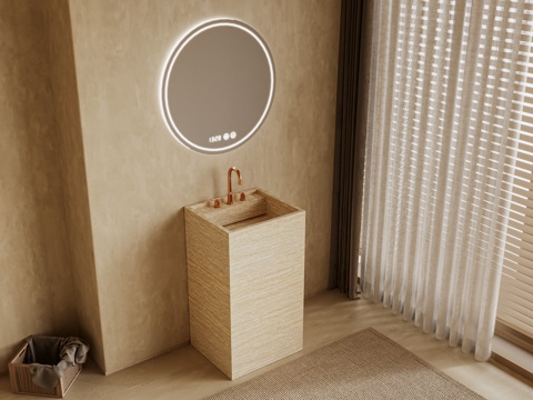  现代洗手盆 奶油风洗手盆 卫浴用品 洗手间3d模型 