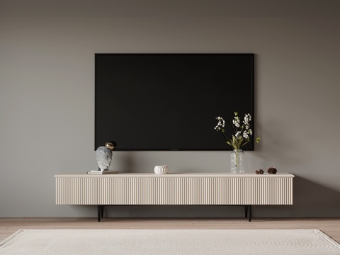  现代奶油风电视柜3d模型 