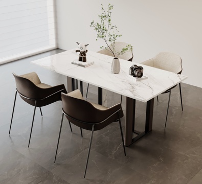  现代意式餐桌椅3d模型 