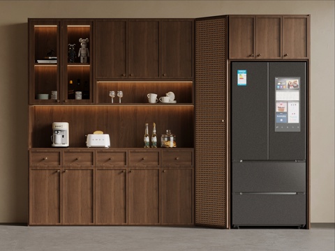  中古风酒柜 餐边柜3d模型 