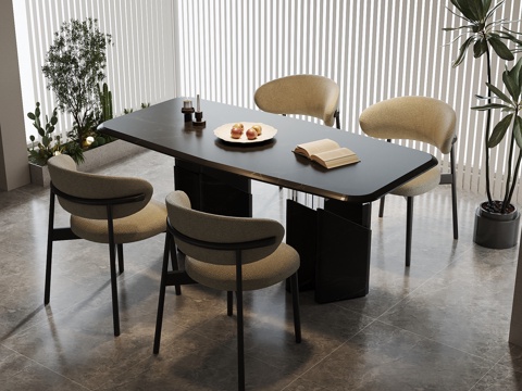  现代意式餐桌椅3d模型 