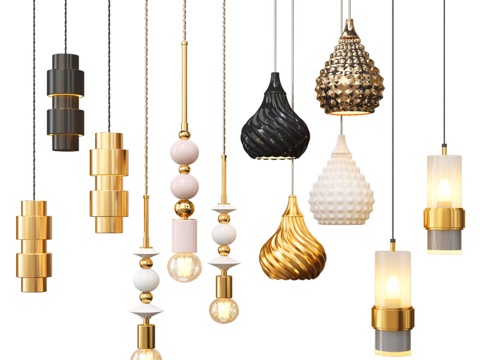  四盏悬挂灯_11独家款3d模型 