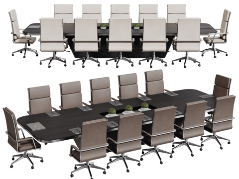 现代会议桌椅 洽谈桌椅 办公桌椅su模型