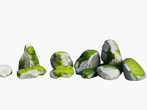  景观石头 苔藓石头 庭院石头 置石 造型石头3d模型 