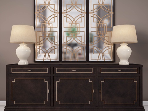  新中式装饰柜 装饰柜3d模型 