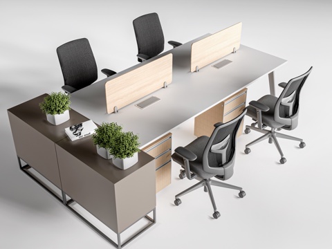 现代办公隔断 办公桌椅 长桌椅 会议桌椅su模型
