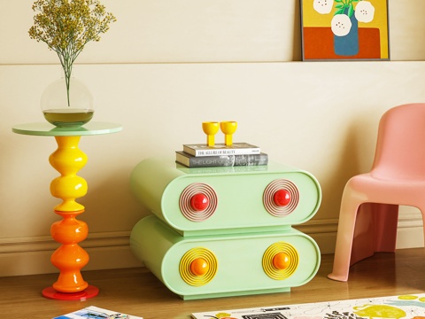  床头柜 边柜 多巴胺 摆件3d模型 