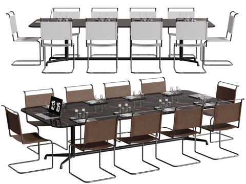  现代会议桌椅 洽谈桌椅 办公桌椅3d模型 