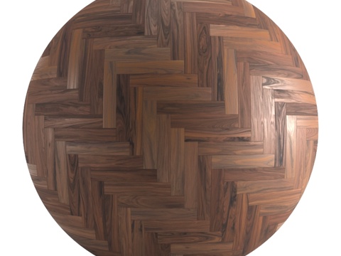  美国胡桃木拼花地板无缝纹理。PBR3d模型 