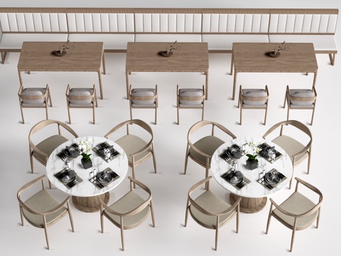 现代餐厅桌椅 餐饮桌椅 餐饮家具su模型