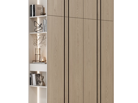  现代极简风格衣柜1343d模型 