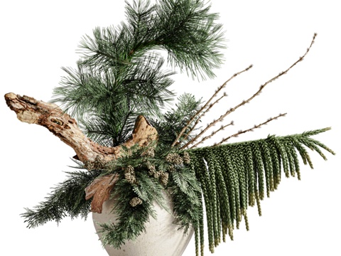  花枝花束插花瓶593d模型 