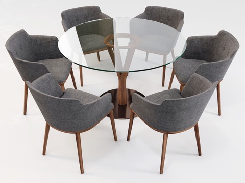  Porada扶手椅 - Celine款与餐桌 - Timbe3d模型 