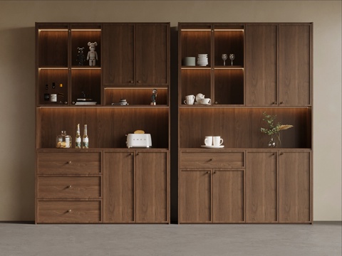  中古风酒柜 餐边柜3d模型 