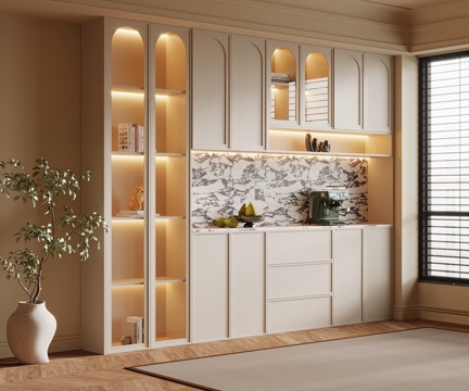 法式奶油风餐边柜su模型