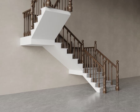  新中式楼梯 转角楼梯3d模型 