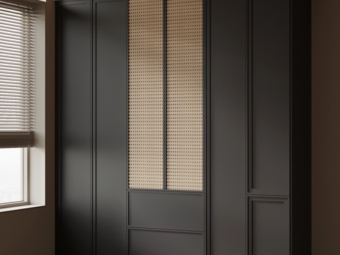 法式藤编书柜su模型