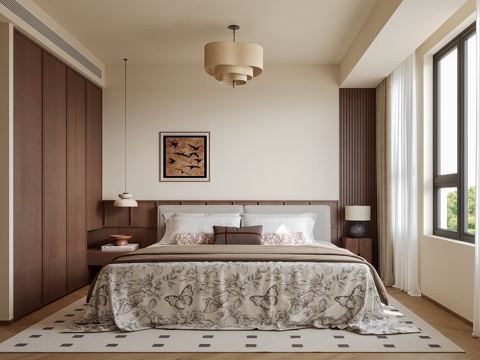 中古风卧室su模型