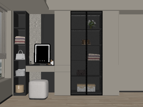 现代衣柜 梳妆台su模型