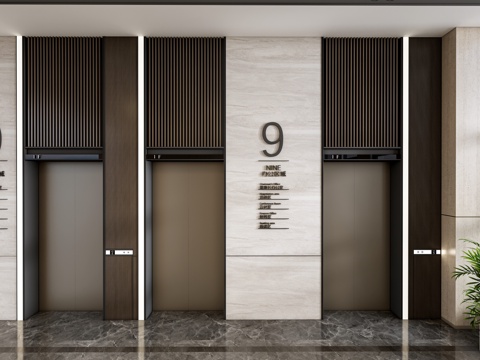 现代电梯厅 电梯门 电梯间su模型