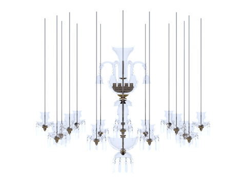  吊灯 水晶吊灯 金属吊灯 装饰灯具su模型 