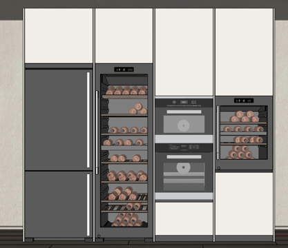 现代嵌入式酒柜 恒温 高柜 木材su模型