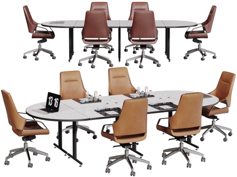  现代会议桌椅 洽谈桌椅 办公桌椅3d模型 