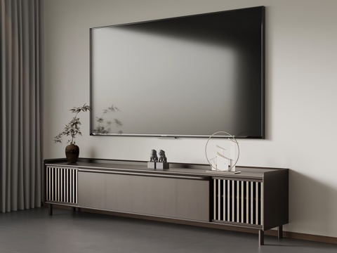  新中式电视柜 矮柜3d模型 